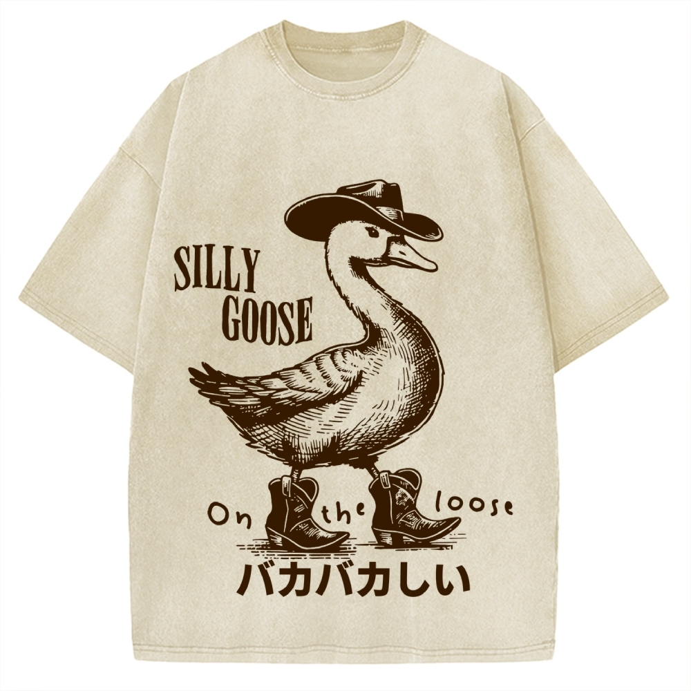 Silly Cowboy Goose Vintage Washed T-shirt