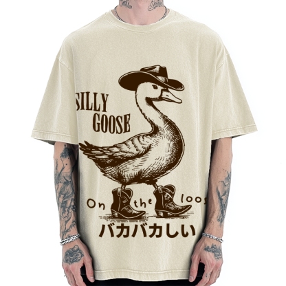 Silly Cowboy Goose Vintage Washed T-shirt