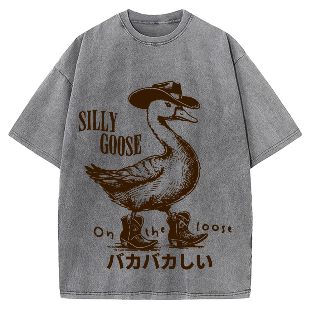 Silly Cowboy Goose Vintage Washed T-shirt