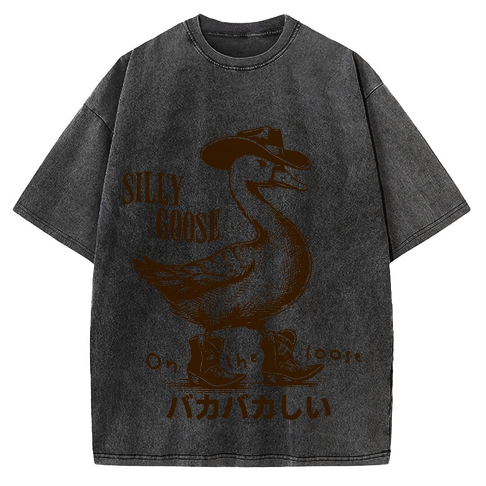 Silly Cowboy Goose Vintage Washed T-shirt