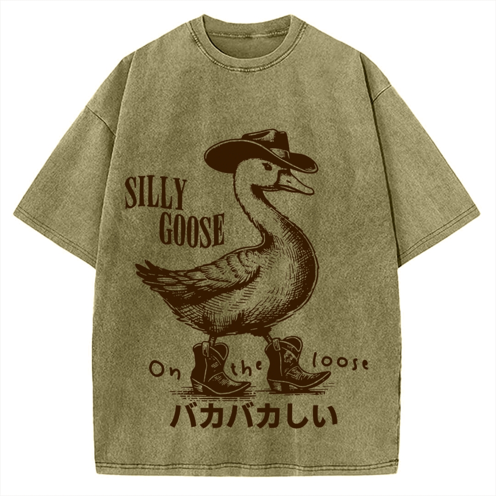 Silly Cowboy Goose Vintage Washed T-shirt