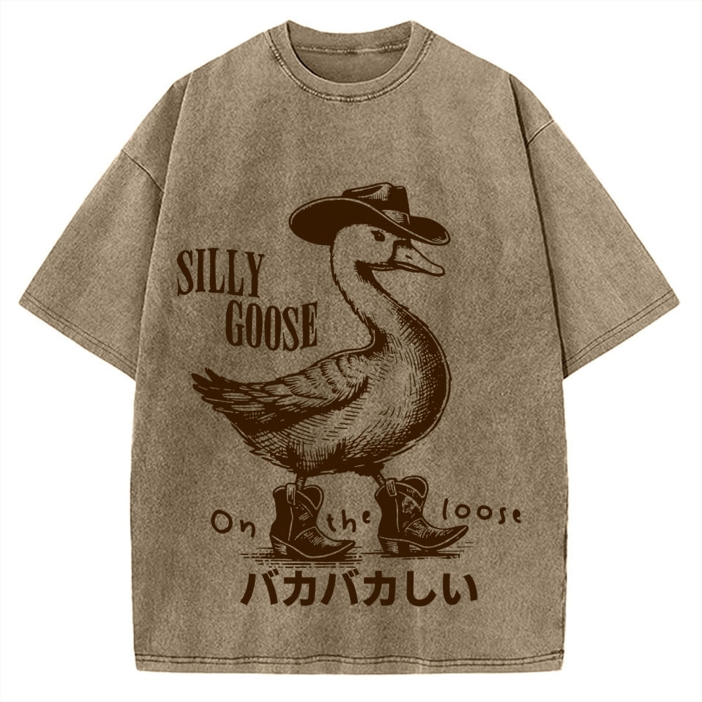 Silly Cowboy Goose Vintage Washed T-shirt