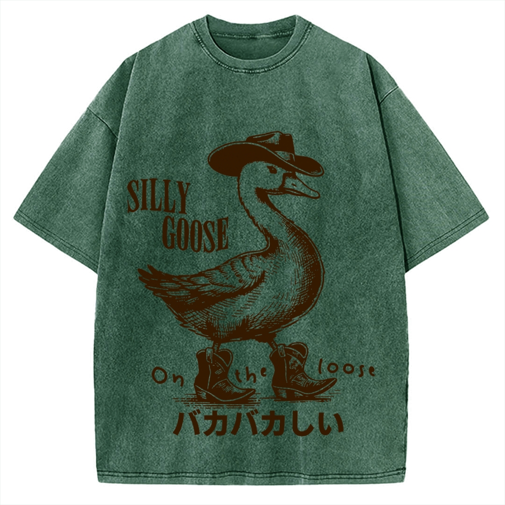 Silly Cowboy Goose Vintage Washed T-shirt
