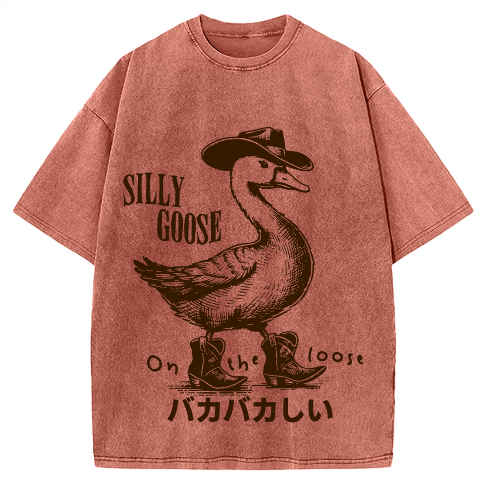 Silly Cowboy Goose Vintage Washed T-shirt