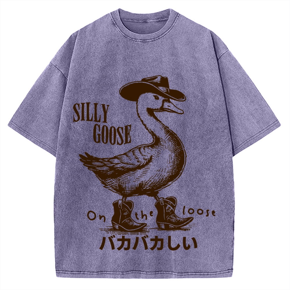 Silly Cowboy Goose Vintage Washed T-shirt