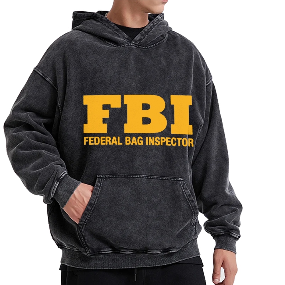 Tokyo-Assassin FBI Federal Bag Inspector Funny Vintage Washed Hoodie