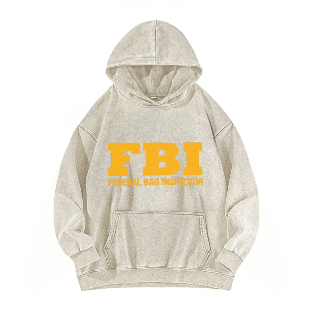 Tokyo-Assassin FBI Federal Bag Inspector Funny Vintage Washed Hoodie