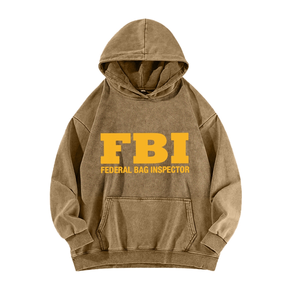 Tokyo-Assassin FBI Federal Bag Inspector Funny Vintage Washed Hoodie