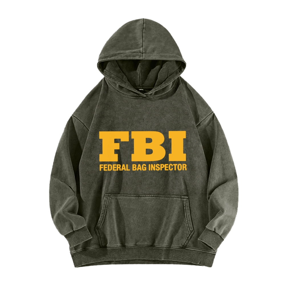 Tokyo-Assassin FBI Federal Bag Inspector Funny Vintage Washed Hoodie