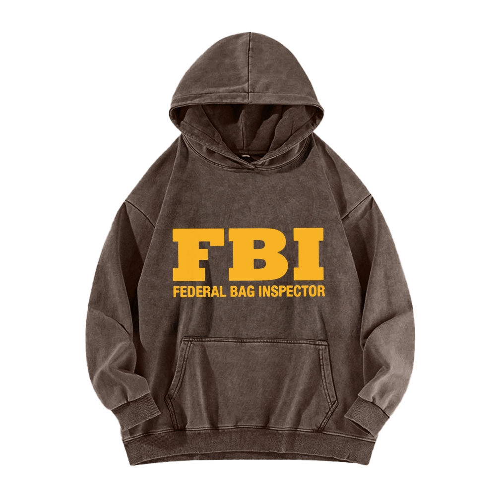 Tokyo-Assassin FBI Federal Bag Inspector Funny Vintage Washed Hoodie