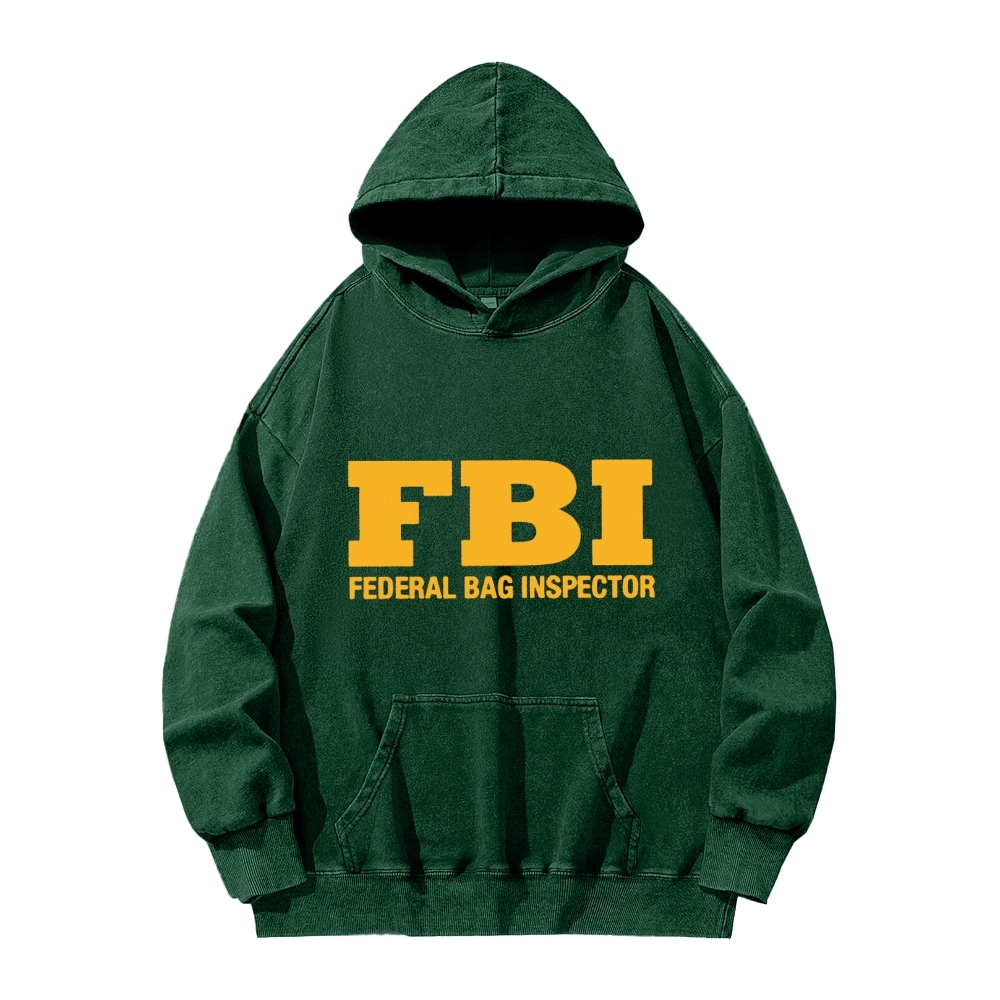 Tokyo-Assassin FBI Federal Bag Inspector Funny Vintage Washed Hoodie