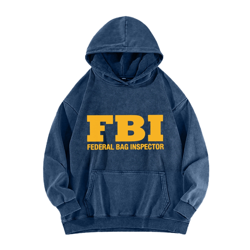 Tokyo-Assassin FBI Federal Bag Inspector Funny Vintage Washed Hoodie