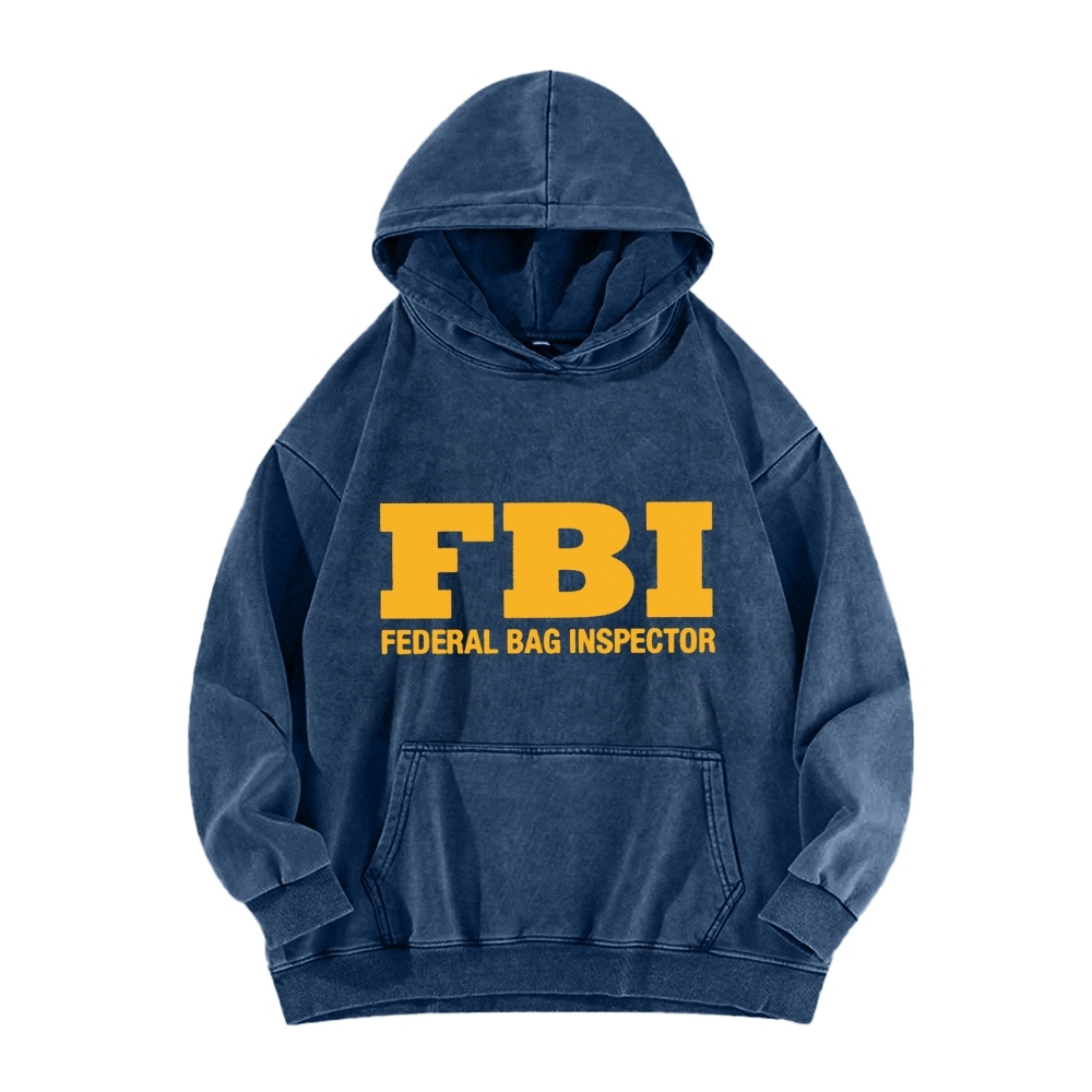 Tokyo-Assassin FBI Federal Bag Inspector Funny Vintage Washed Hoodie