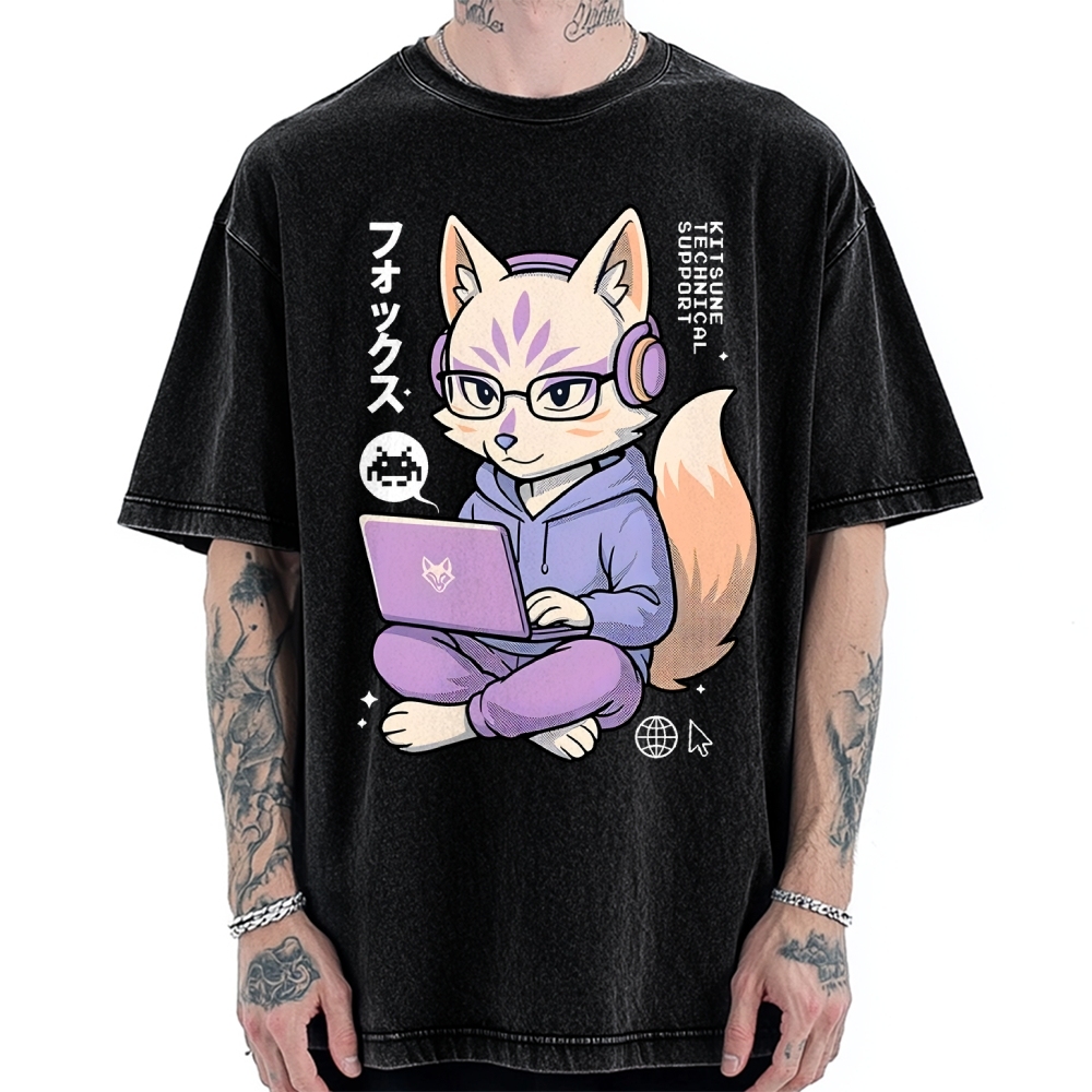 Kitsune Tech Support Vintage Washed T-shirt