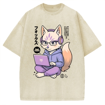 Kitsune Tech Support Vintage Washed T-shirt