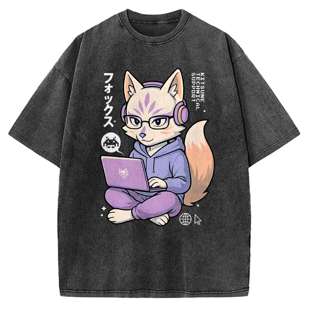 Kitsune Tech Support Vintage Washed T-shirt