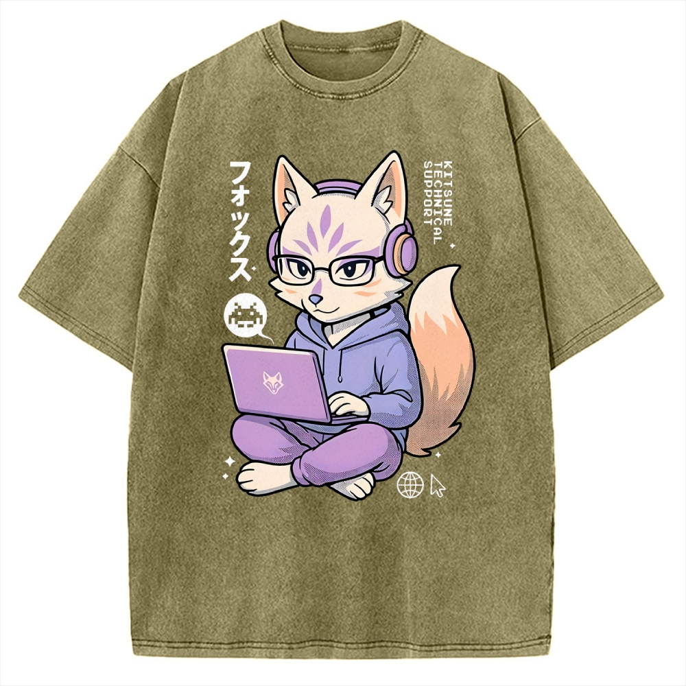Kitsune Tech Support Vintage Washed T-shirt