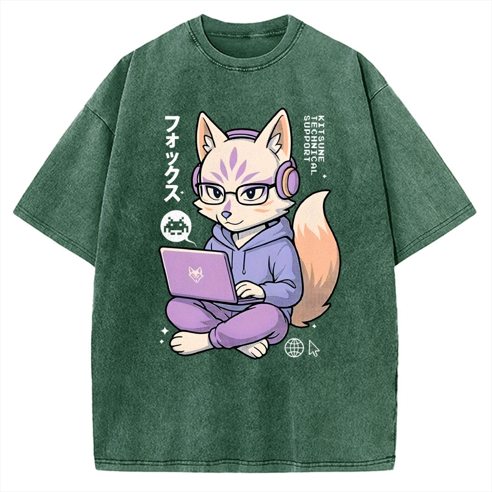 Kitsune Tech Support Vintage Washed T-shirt