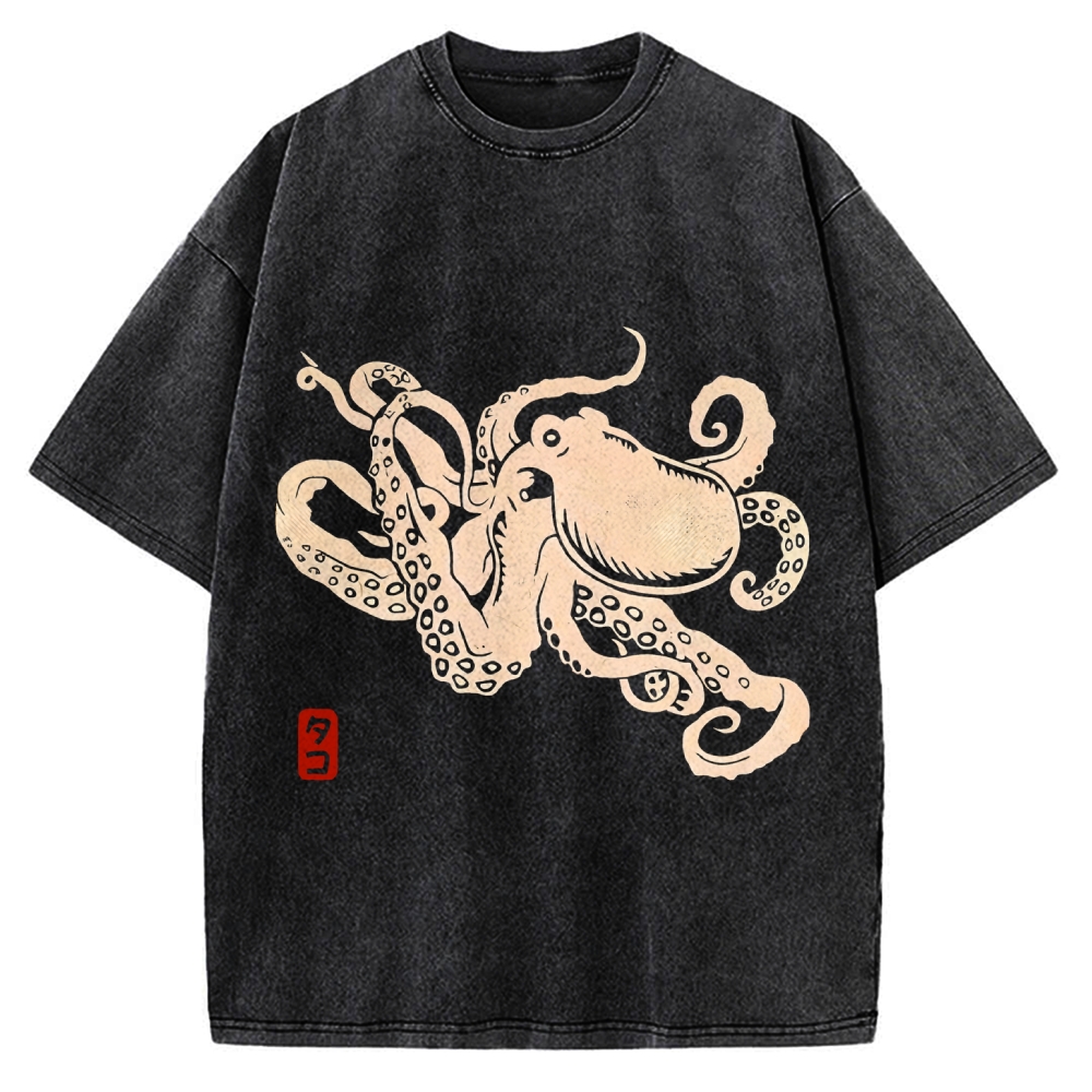 Japanese Octopus Vintage Washed T-shirt