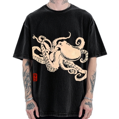 Japanese Octopus Vintage Washed T-shirt