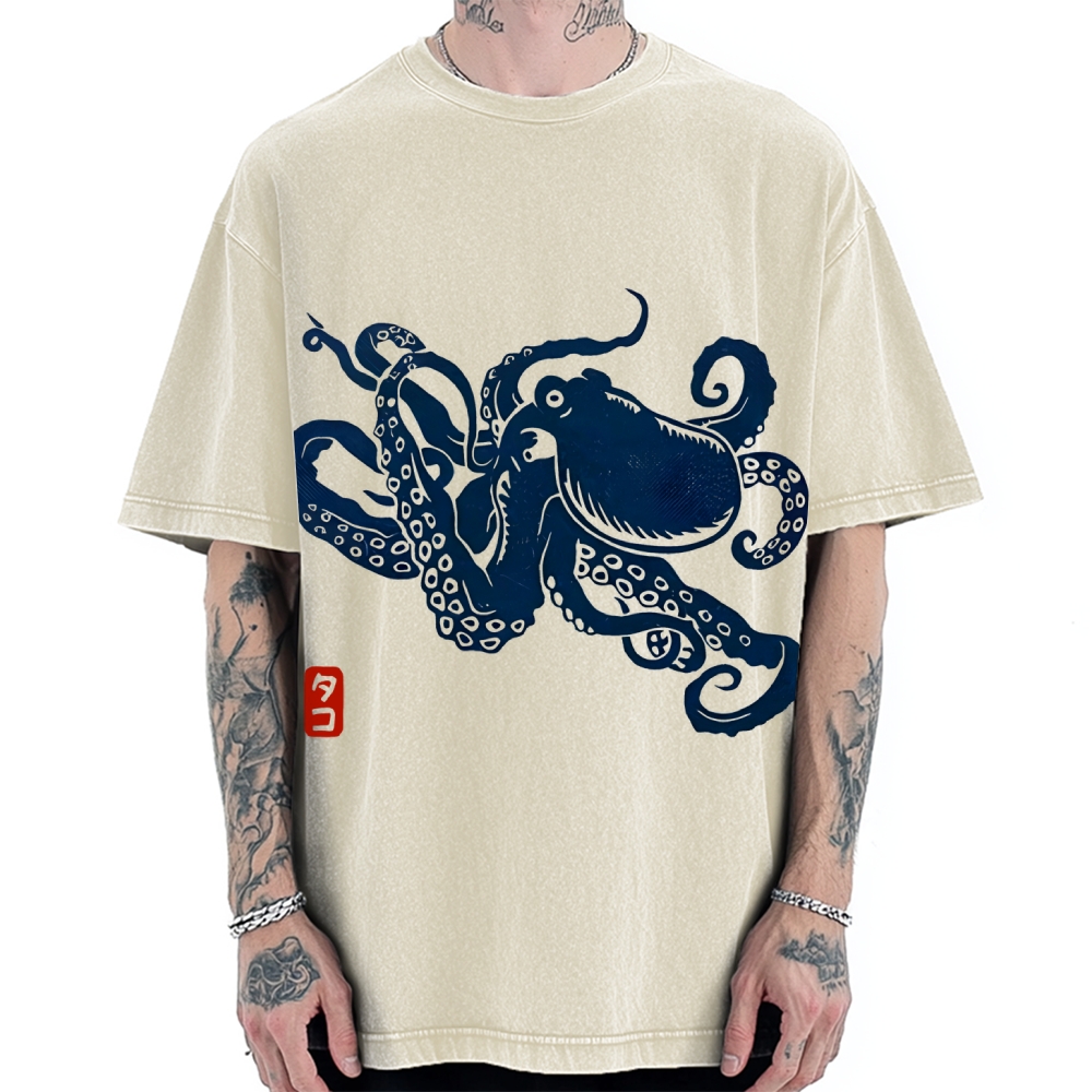 Japanese Octopus Vintage Washed T-shirt