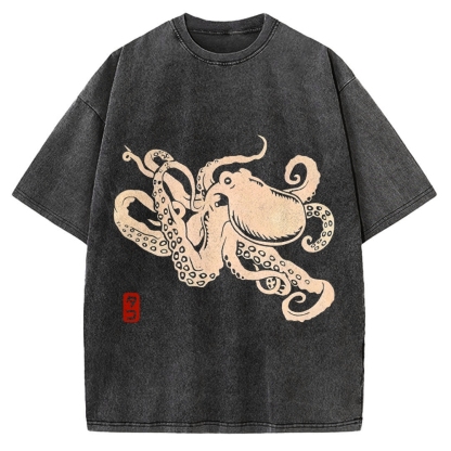 Japanese Octopus Vintage Washed T-shirt