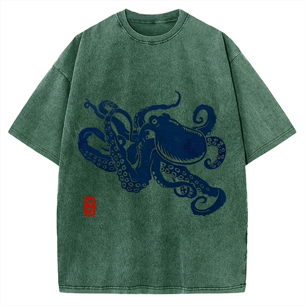 Japanese Octopus Vintage Washed T-shirt