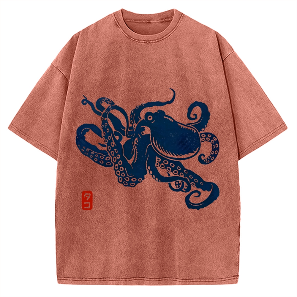 Japanese Octopus Vintage Washed T-shirt