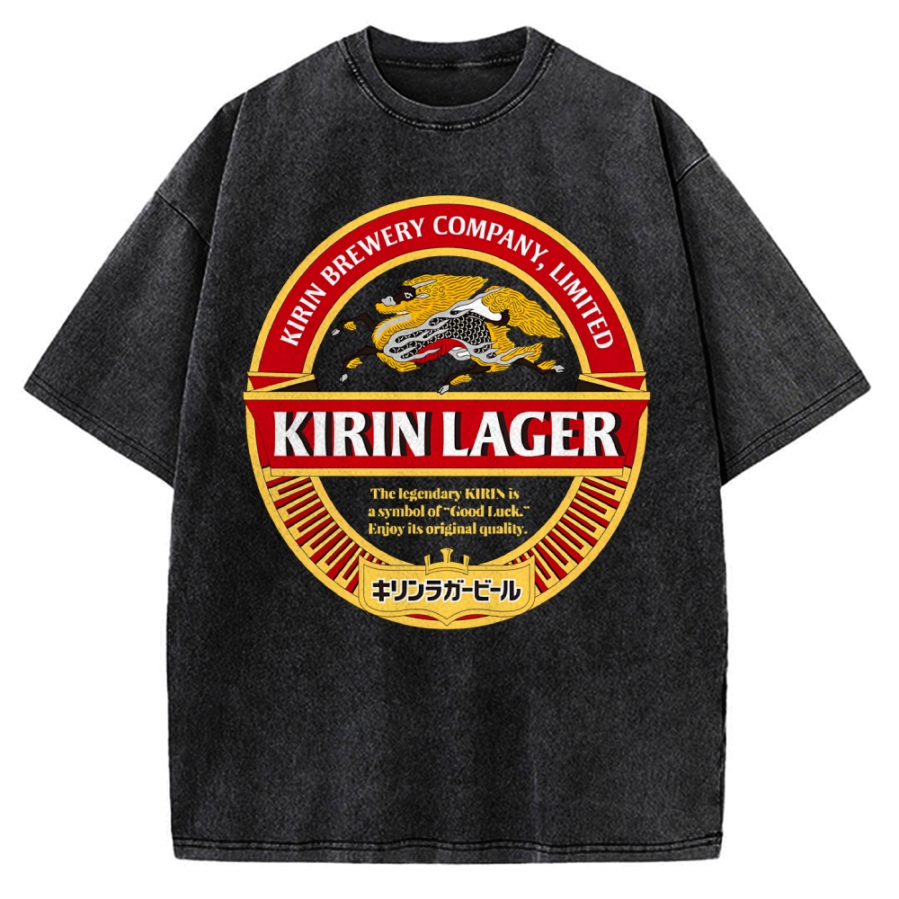Kirin Lager Black Beer Vintage Washed T-shirt