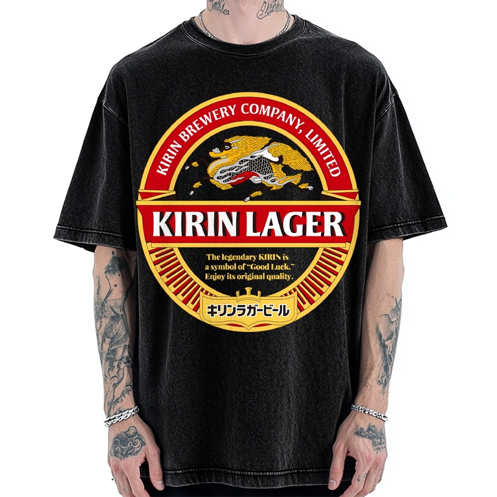 Kirin Lager Black Beer Vintage Washed T-shirt