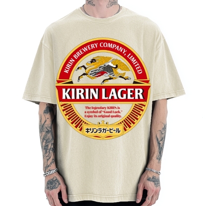 Kirin Lager Black Beer Vintage Washed T-shirt