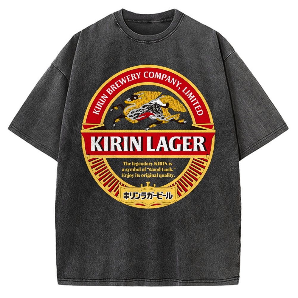 Kirin Lager Black Beer Vintage Washed T-shirt