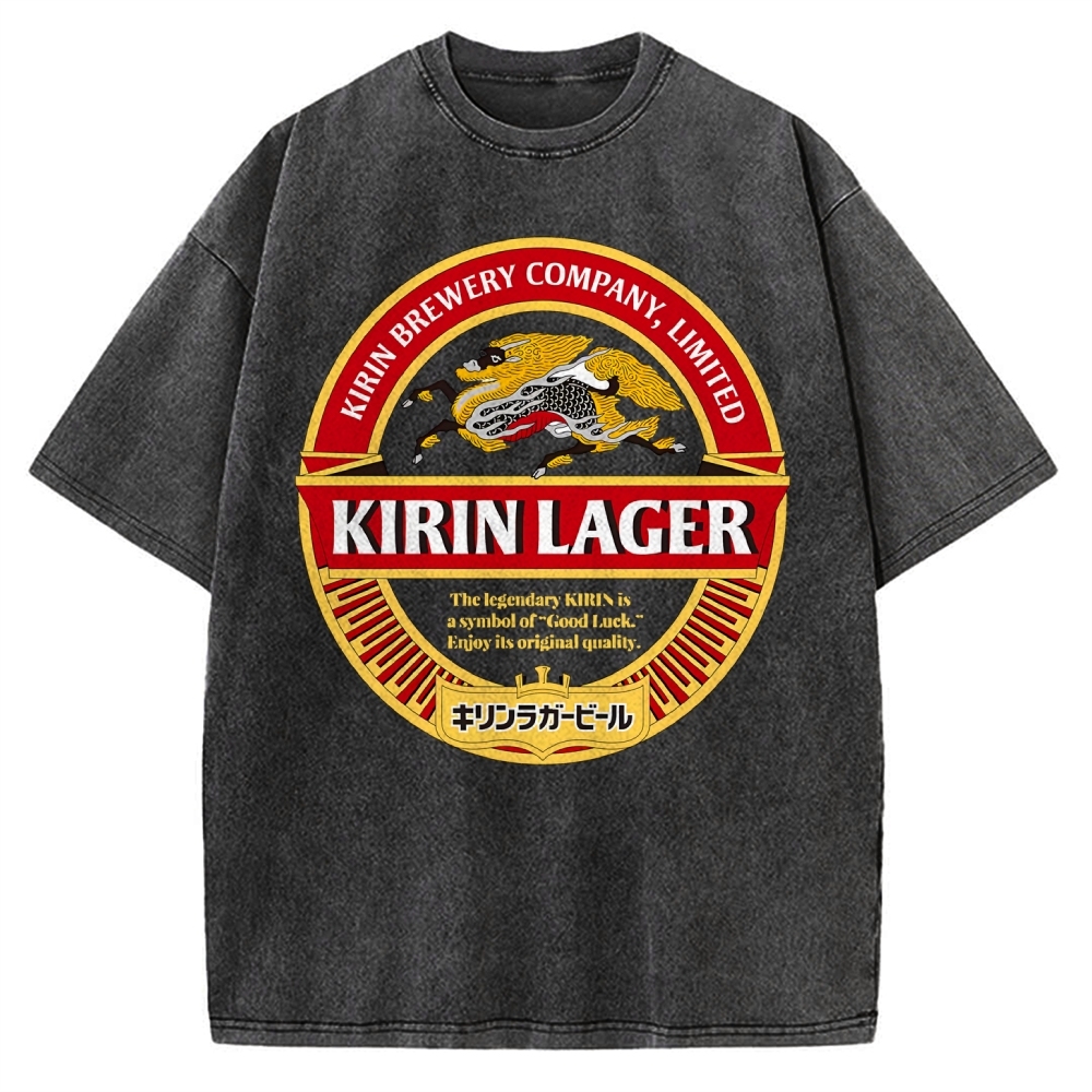Kirin Lager Black Beer Vintage Washed T-shirt