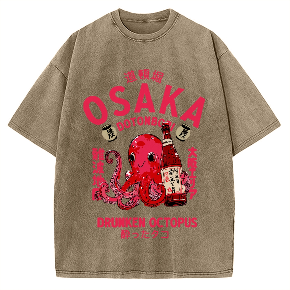 Drunken Octopus Dotonbori Osaka Vintage Washed T-shirt