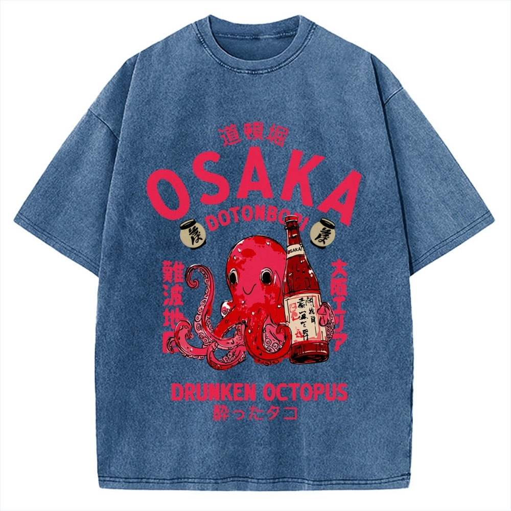Drunken Octopus Dotonbori Osaka Vintage Washed T-shirt