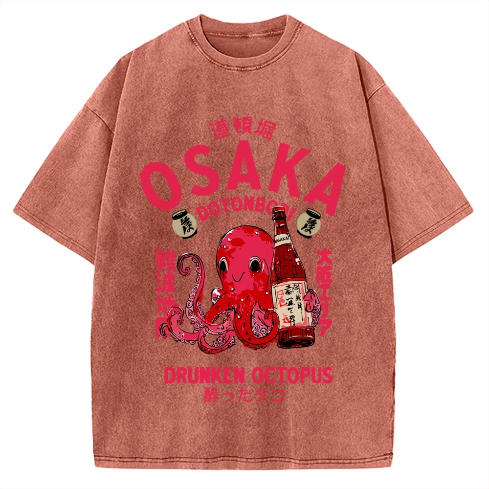 Drunken Octopus Dotonbori Osaka Vintage Washed T-shirt