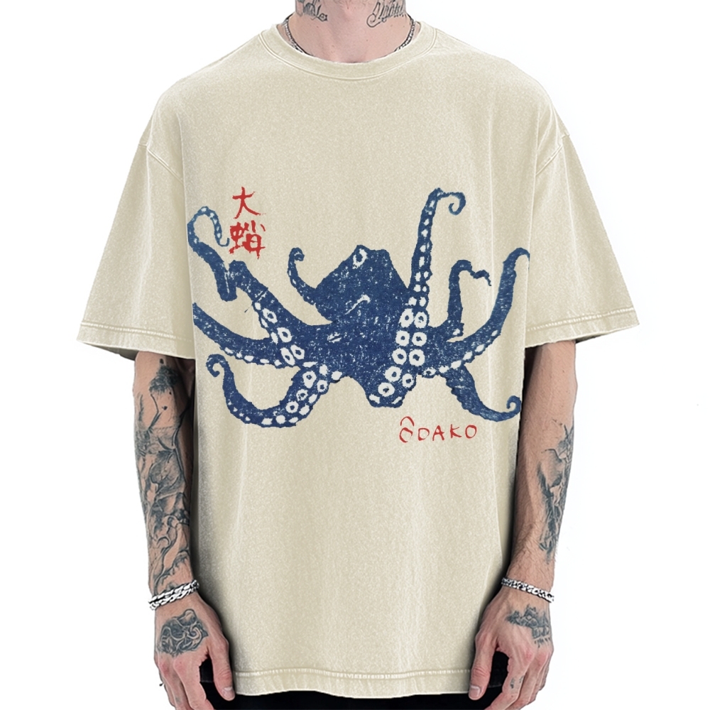 Big Octopus Lacking Serotonin Odako Vintage Washed T-shirt
