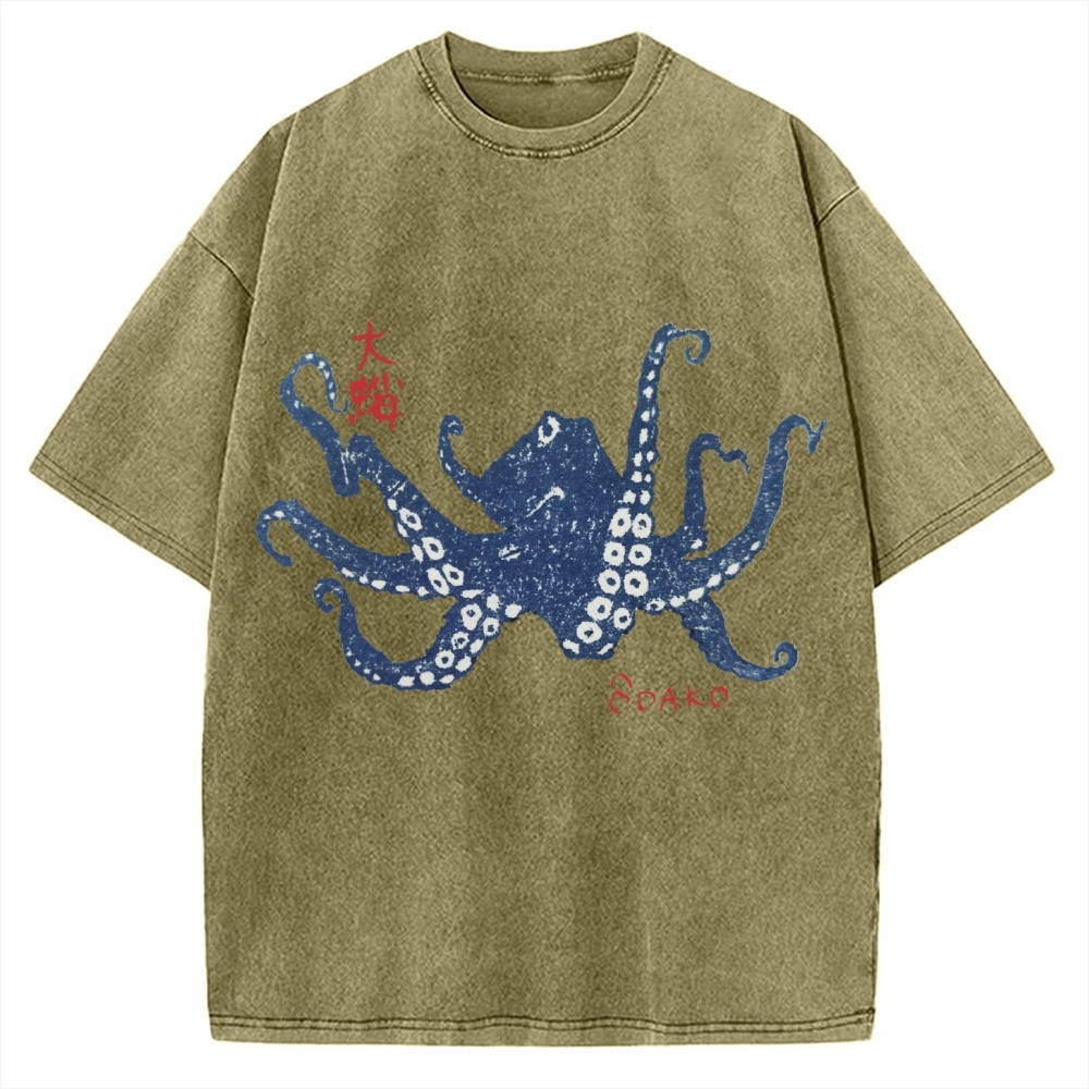 Big Octopus Lacking Serotonin Odako Vintage Washed T-shirt