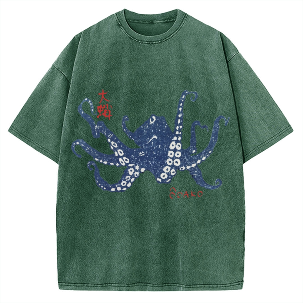 Big Octopus Lacking Serotonin Odako Vintage Washed T-shirt