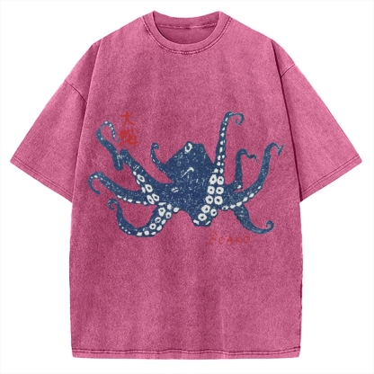 Big Octopus Lacking Serotonin Odako Vintage Washed T-shirt