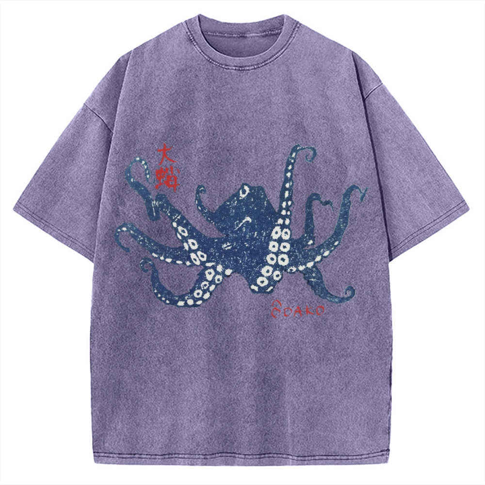 Big Octopus Lacking Serotonin Odako Vintage Washed T-shirt