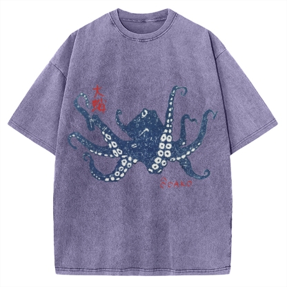 Big Octopus Lacking Serotonin Odako Vintage Washed T-shirt