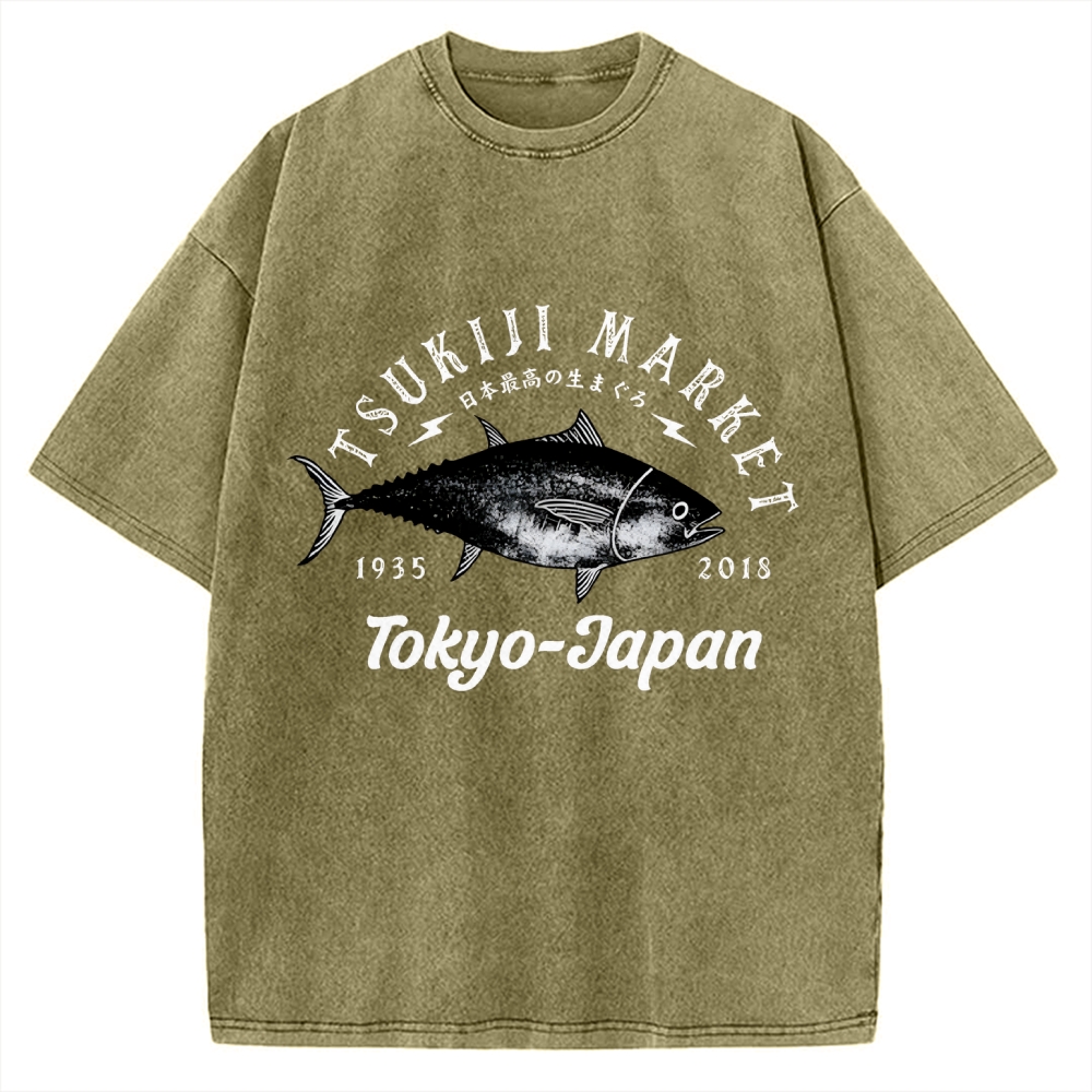 Tsukiji Fish Market Vintage Washed T-shirt