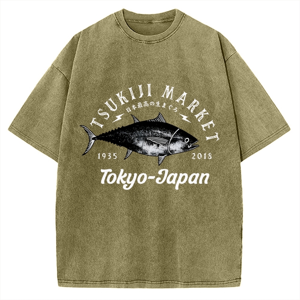 Tsukiji Fish Market Vintage Washed T-shirt