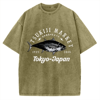 Tsukiji Fish Market Vintage Washed T-shirt