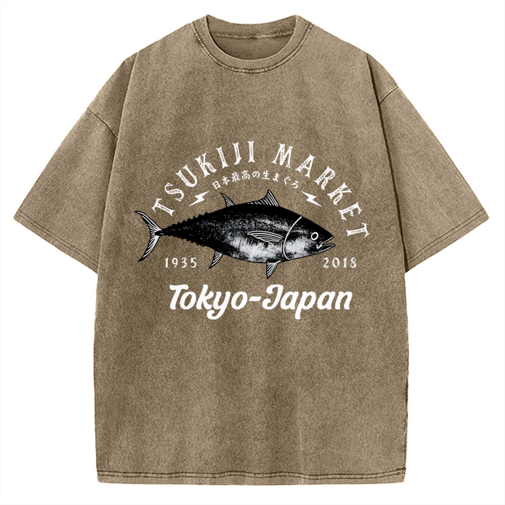Tsukiji Fish Market Vintage Washed T-shirt