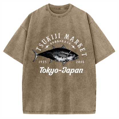 Tsukiji Fish Market Vintage Washed T-shirt