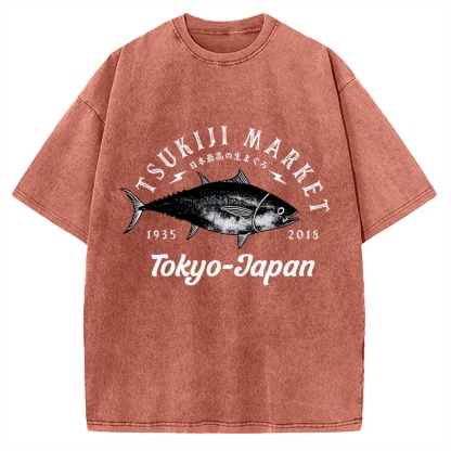 Tsukiji Fish Market Vintage Washed T-shirt