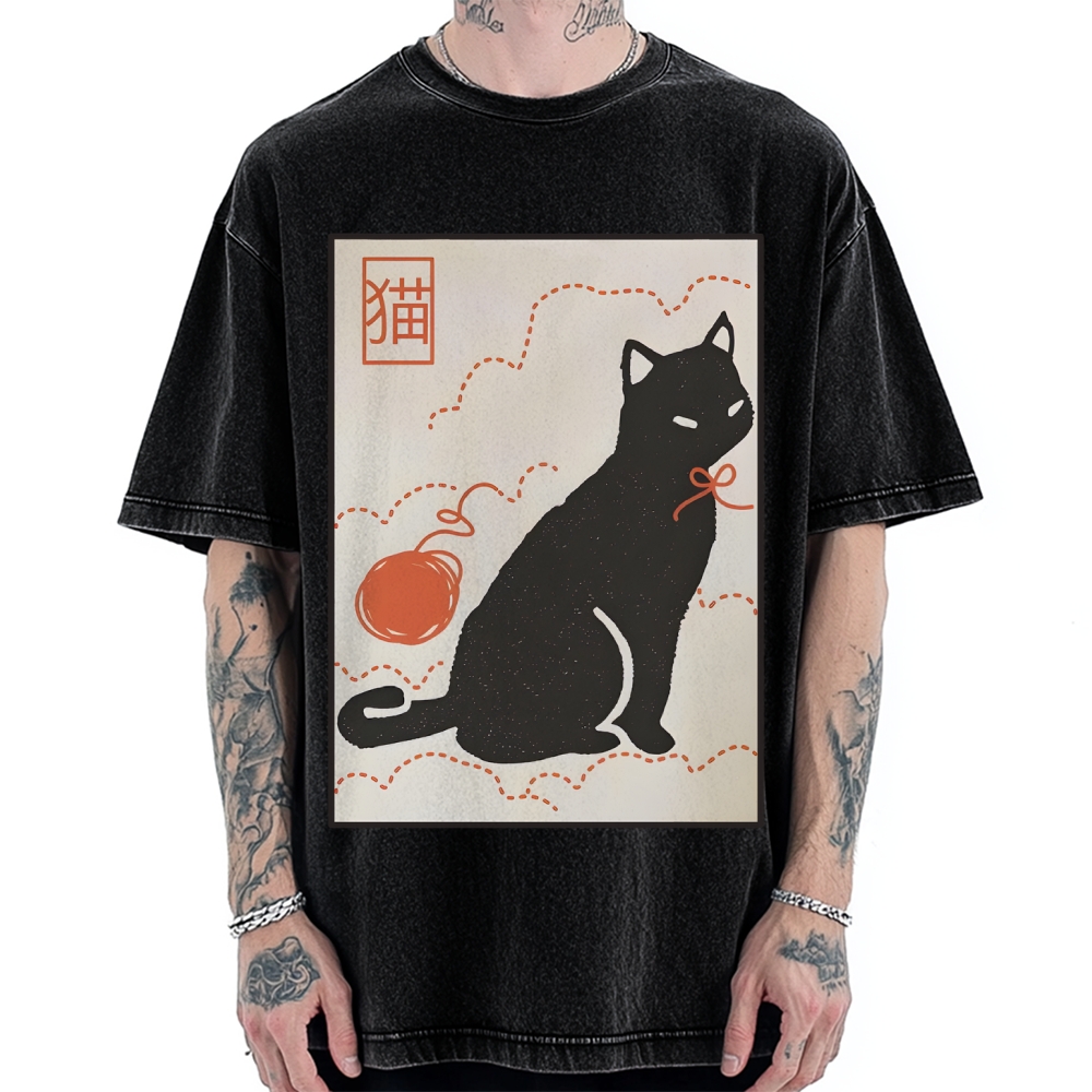 Lovely Black Cat Vintage Washed T-shirt