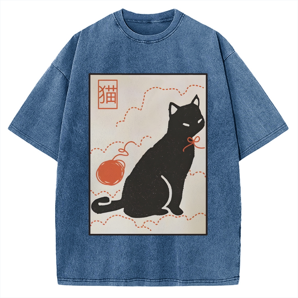 Lovely Black Cat Vintage Washed T-shirt